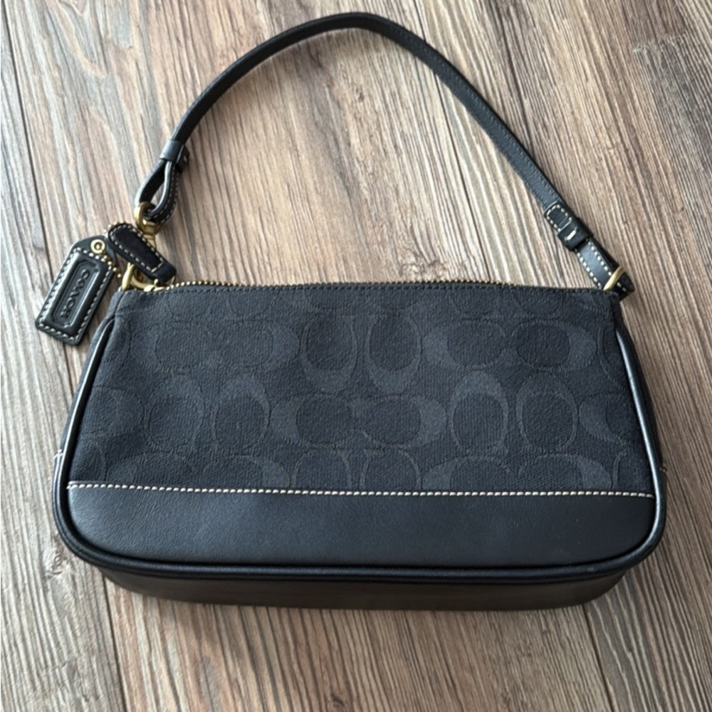 Coach Black Signature Canvas Mini Shoulder Bag
